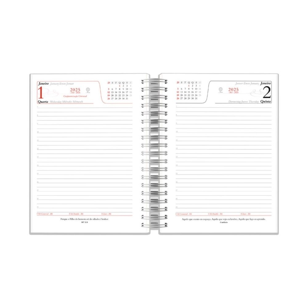 Agenda Wire-o Luxo Preta com Detalhe