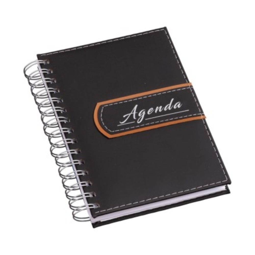 Agenda Wire-o Luxo Preta com Detalhe-LG3575